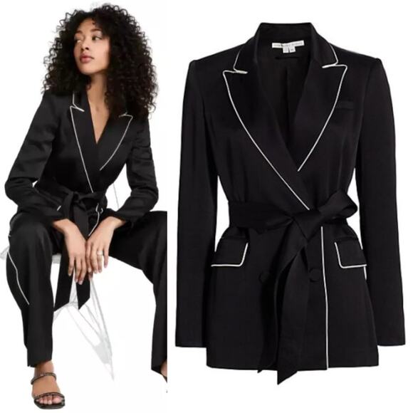 Veronica Beard Blazer Eliza Black Belted Jacket Size 4